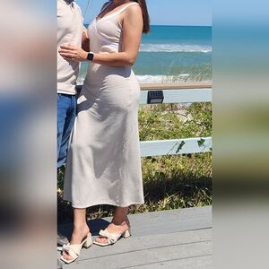 Elegant Cream Linen Maxi Dress